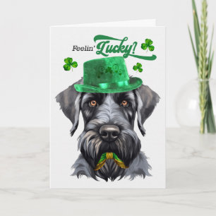 Cartão De Festividades Cachorro Schnauzer Preto se Sentindo Sortudo no Di