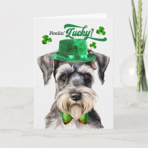 Cartão De Festividades Cachorro Schnauzer se Sentindo Sortudo no Dia de S