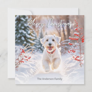 Cartão De Festividades Cachorro Sealyham Terrier Fofo na Neve Feliz Natal