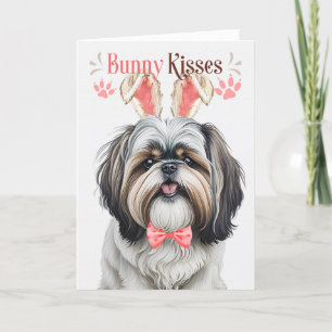 Cartão De Festividades Cachorro Shih Tzu com Orelhas de Coelho para Pásco