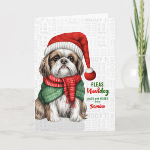 Cartão De Festividades Cachorro Shih Tzu Fofo Piolhos Engraçados Navidog