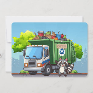 Cartão De Festividades Cachorro simpático e caminhão de "comida"