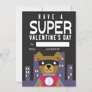Cartão De Festividades Cachorro Super-Herói no Dia dos Namorados da Sala 