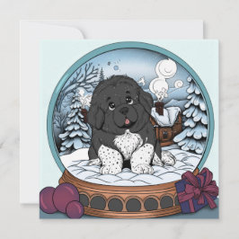 Cartão De Festividades Cachorro Terra Nova Globo de Neve