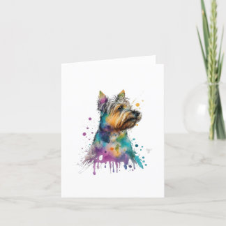 Cartão De Festividades Cachorro Terrier Australiano Em Aquarela E Caneta