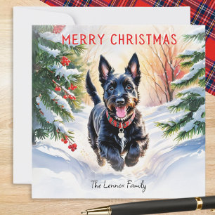 Cartão De Festividades Cachorro Terrier Escocês Scottie na Neve Natal