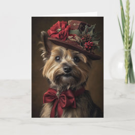 Cartão De Festividades Cachorro Vitoriano de Natal Yorkshire Terrier