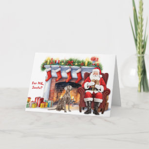 Cartão De Festividades Cachorro Weimaraner Presente do Papai Noel Natal