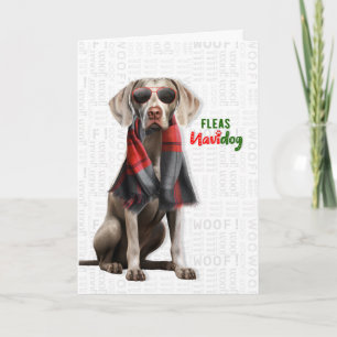 Cartão De Festividades Cachorro Weimaraner Pulgas Engraçadas Navidog Nata