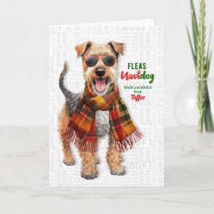 Cartão De Festividades Cachorro Welsh Terrier Engraçado Pulgas Navidog co