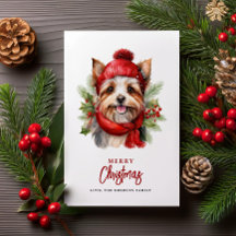 Cachorro Yorkie de Natal com Aquarela