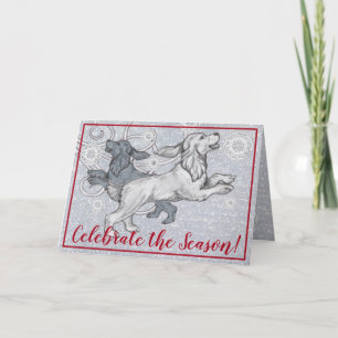 Cartão De Festividades Cachorros de Cocker Spaniel, Flocos de Neve de Nat