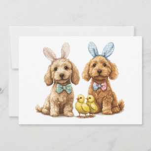 Cartão De Festividades Cachorros de Goldendoodle páscoas