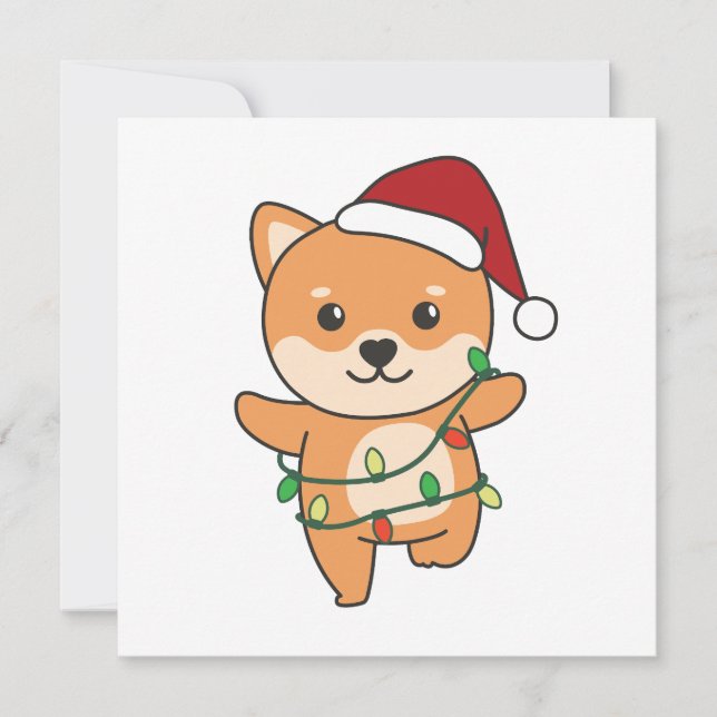 Cartão De Festividades Cachorros de inverno de Shiba Inu (Frente)