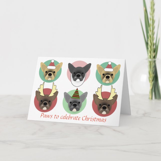 Cartão De Festividades Cachorros de Natal (Frente)