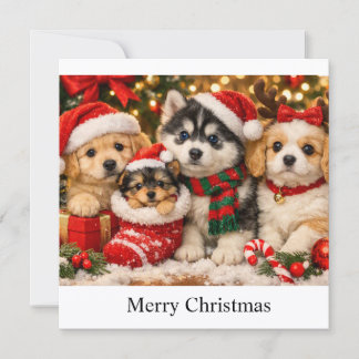 Cartão De Festividades Cachorros de Natal