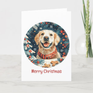 Cartão De Festividades Cachorros de varejo de Ouro de Natal