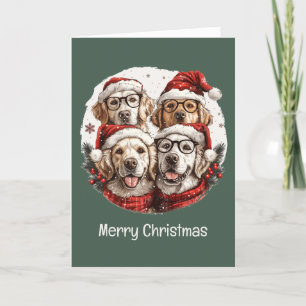 Cartão De Festividades Cachorros de varejo de Ouro de Natal