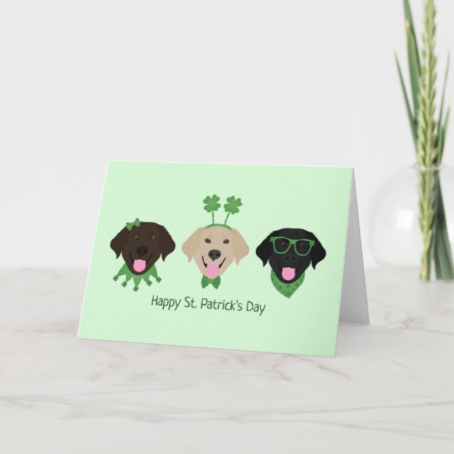 Cartão De Festividades Cachorros do Dia de São Patrício Feliz (Frente)