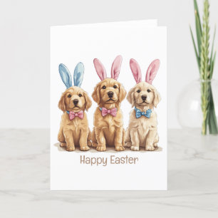 Cartão De Festividades Cachorros felzs pascoa Para Retriever Cães Coelhin