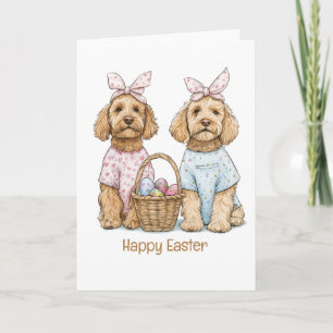 Cartão De Festividades Cachorros Goldendoodle Feliz Páscoa