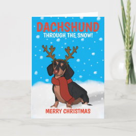 Cartão De Festividades Cachshund Dog Rudolph Feliz de Natal