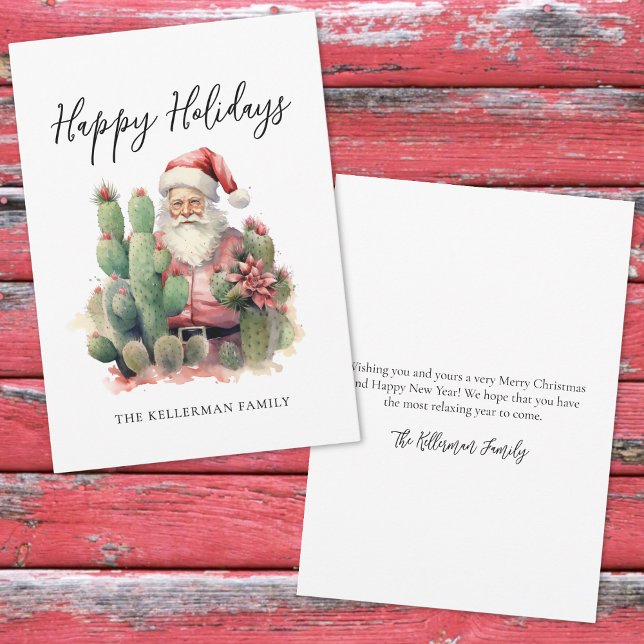 Cartão De Festividades Cactus Santa Happy Holidays Christmas (Cactus Santa Happy Holidays Christmas Holiday Card)