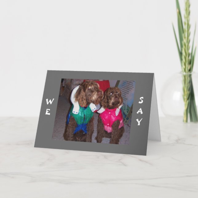 CARTÃO DE FESTIVIDADES CÃES ADORÁVEIS DIZEM ARF (MERRY CHRISTMAS) (Frente)