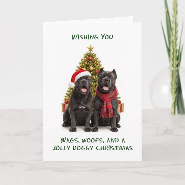 Cartão De Festividades Cães Cane Corso Natal (Frente)