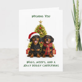 Cartão De Festividades Cães Dachshund Natal