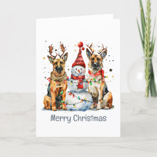 Cartão De Festividades Cães de German shepherd Feliz de Natal