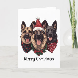 Cartão De Festividades Cães de German shepherd Feliz de Natal