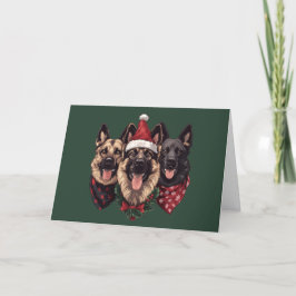 Cartão De Festividades Cães de German shepherd Feliz de Natal