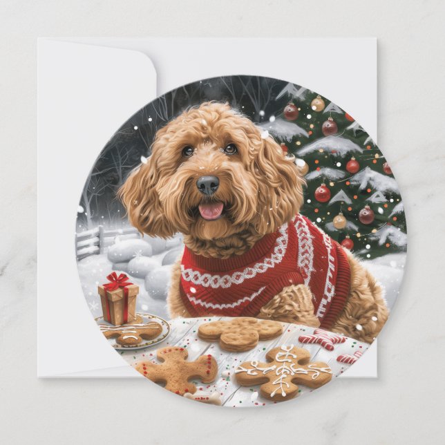 Cartão De Festividades Cães de Goldendoodle de Natal (Frente)