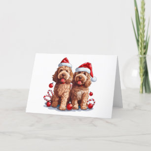 Cartão De Festividades Cães de Goldendoodle de Natal