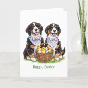Cartão De Festividades Cães de Montanha felz pascoa Bernese
