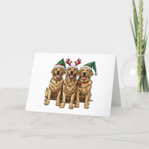 Cartão De Festividades Cães de varejo de Ouro de Natal