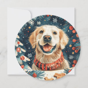 Cartão De Festividades Cães de varejo de Ouro de Natal