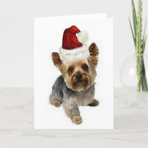 Cartão De Festividades Cães Ditzy~Notecard Original~Yorkie~Natal