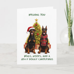 Cartão De Festividades Cães Doberman Natal