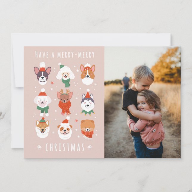 Cartão De Festividades Cães Felizes de Natal (Frente)
