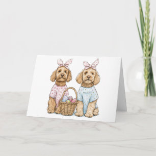 Cartão De Festividades Cães Goldendoodle Feliz Páscoa