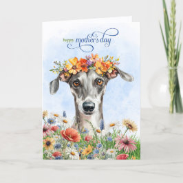 Cartão De Festividades Cães Greyhound Flores Silvestres Dia das Mães