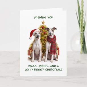 Cartão De Festividades Cães Greyhound Natal
