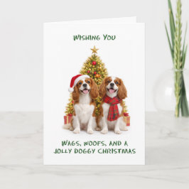 Cartão De Festividades Cães King Charles Spaniels Natal