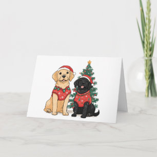 Cartão De Festividades Cães Labrador Retriever de Natal