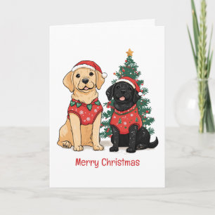 Cartão De Festividades Cães Labrador Retriever Feliz Natal