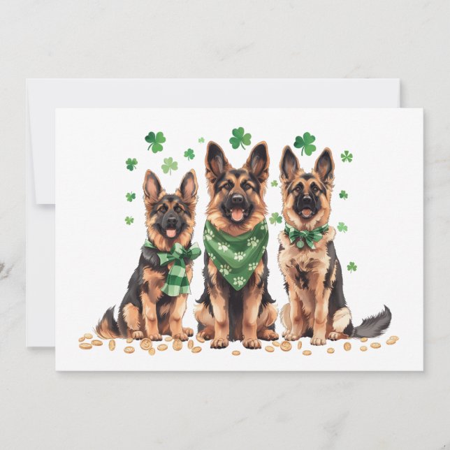 Cartão De Festividades Cães Pastor Alemão do Dia de São Patrício (Frente)
