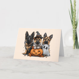 Cartão De Festividades Cães Pastor Alemão Feliz Halloween