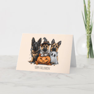 Cartão De Festividades Cães Pastor Alemão Feliz Halloween